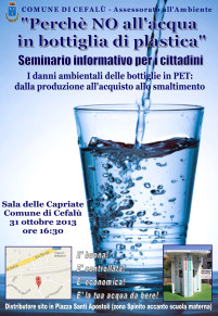 Cefalù dice no all'acqua in bottiglia di plastica