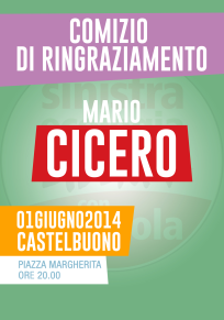 Domani 1 giugno il comizio di ringraziamento di Mario Cicero