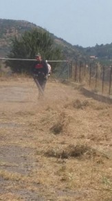 I volontari dell'Associazione Volontariato Ypsigro ripuliscono dalle erbacce l'area dell'eliporto