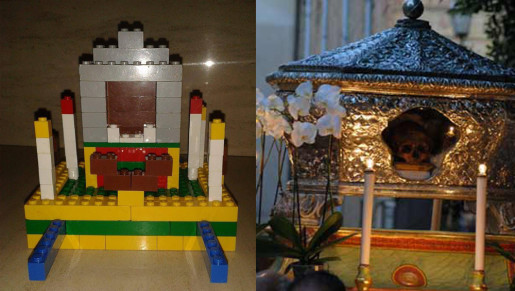 La Madonna del Rosario, Sant'Anna e San Guglielmo rivisitate in chiave LEGO da un dodicenne castelbuonese