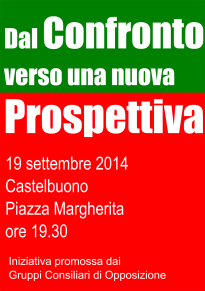 Venerdì 19 settembre: i gruppi consiliari dell'opposizione organizzano un incontro-dibattito in piazza Margherita