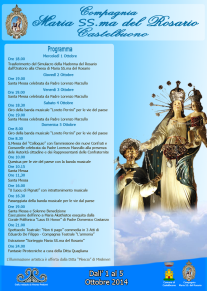 Dall'1 al 5 ottobre 2014: Programma dei festeggiamenti in onore di Maria SS.ma del Rosario