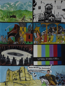 Laboratorio Saccardi, "Tra le strade dei Ventimiglia", cartellone dell'opera dei pupi, 2016 tecnica mista su tela, 220 x 160 cm