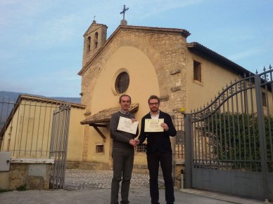 il Presidente dell'Ass.ne Culturale Promomadonie Jhonny Lagrua e il Sindaco di Subiaco Francesco Pelliccia