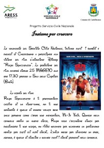Insieme per Crescere”: Mercoledì 25 maggio la proiezione del film d’animazione Disney “Ralph Spaccatutto”